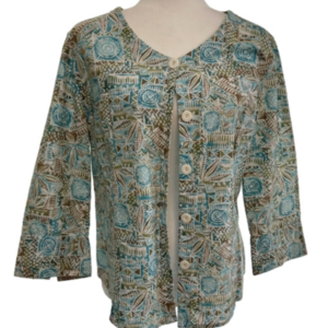 Christopher & Banks Linen Blend Jewel Neck Button Front Jacket Size Medium EUC